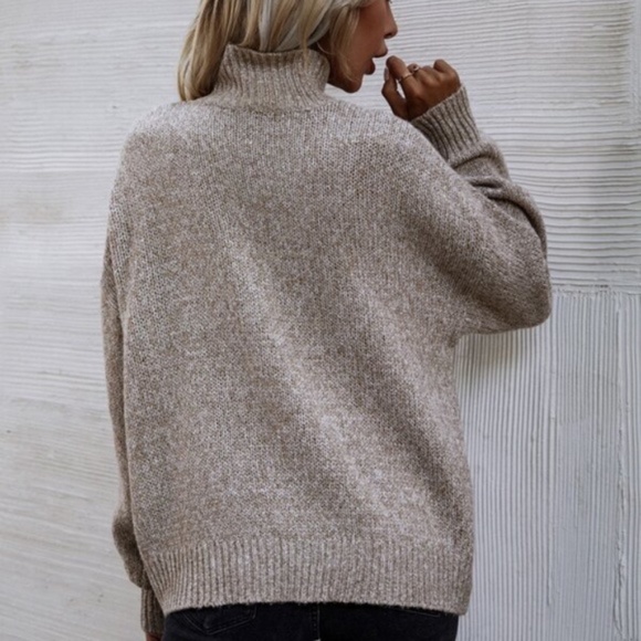 Cozy Mock Neck Oversized Knit Sweater - Picture 4 of 11